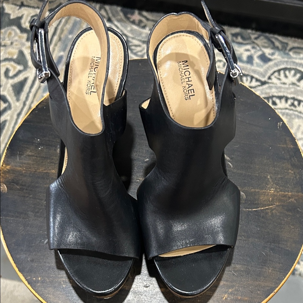 Michael Kors Black Peep-Toe Heels